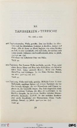 XII. Tapisserien – Teppiche (Nr. 408-424)