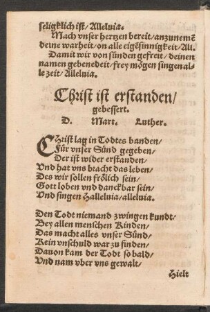 Christ ist erstanden/ || gebessert. ||