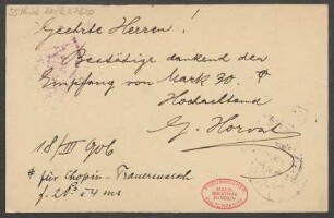 Brief an B. Schott's Söhne : 18.03.1906