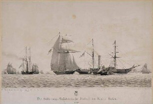 Die Schleswig-Holsteinische Flottille im Kieler Hafen. 1850.