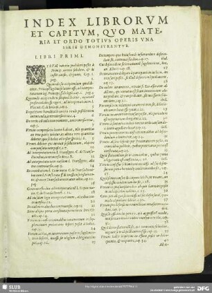 Index Librorum Et Capitum, Quo Materia Et Ordo Totius Operis Una Serie Demonstrantur