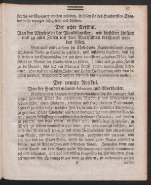 Der neunte Artikul. Von der Hundermänner Advocato und Worthalter