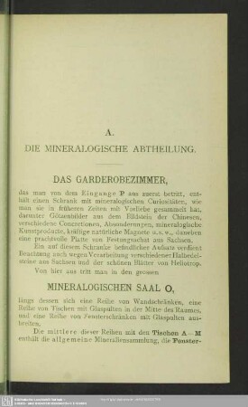 A. Die Mineralogische Abtheilung