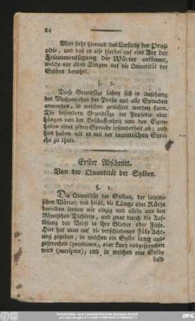 Erster Abschnitt. Von der Quantität der Sylben.