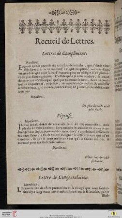 Recueil de Lettres / Außzug etlicher Brieffen