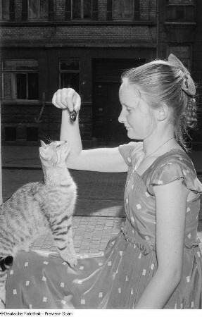 Porträt eines Mädchens mit einer Katze