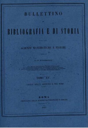 Tomo XV. Indice degli articoli e dei nomi.