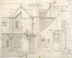 Fischer, Theodor; Blaichach; Haus Gradner - Dachaufbau Südseite (Grundrisse, Ansichten, Querschnitt, Details)