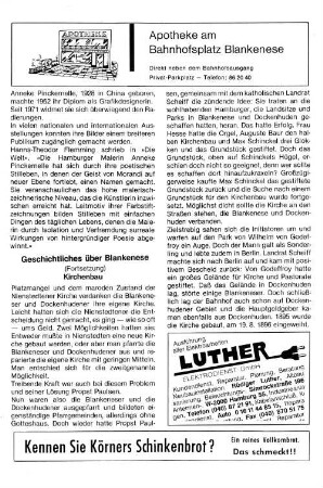 Geschichtliches über Blankenese : Kirchenbau (Fortsetzung)