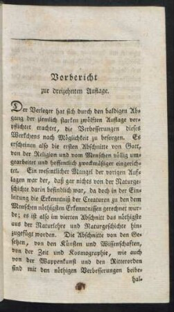 Vorbericht zur dreizehnten Auflage