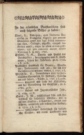 In der nämlichen Buchhandlung sind auch folgende Bücher zu haben: