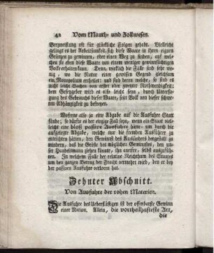 Zehnter Abschnitt. Von Ausfuhre der rohen Materien.