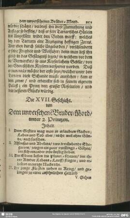 Die XVII. Geschicht. von Dem unversehene[n] Bruder-Mord, unter 2. Printzen