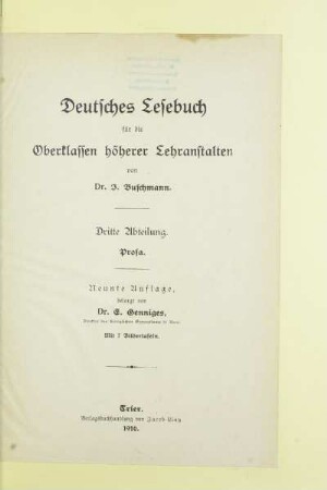 Abt. 3: Prosa : Geschichte der deutschen Nationalliteratur in Übersichten und Proben