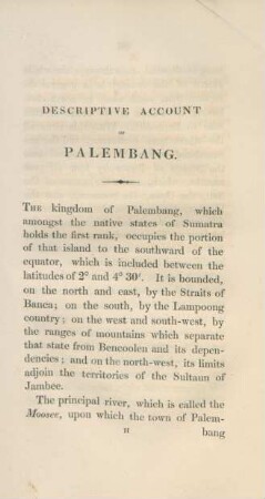 Descriptive account of Palembang