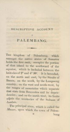Descriptive account of Palembang