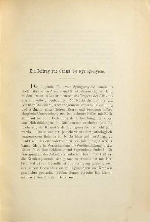 Ein Beitrag zur Genese der Syringomyelie : Inaug. Diss.