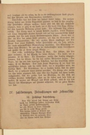 IV. Schilderungen, Betrachtungen und Lehraufsätze