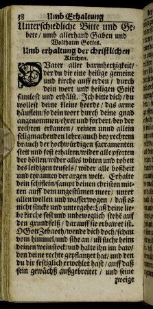 Unterschiedliche Bitte und Gebete/ umb allerhand Gaben und Wolthaten Gottes.