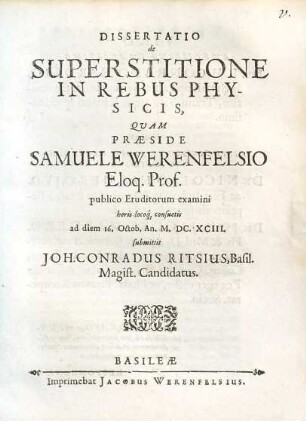 Dissertatio de superstitione in rebus physicis