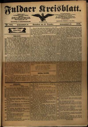 Erste Ausgabe vom Samstag, den 30. Dezember 1905.