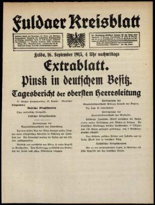 Ausgabe vom Donnerstag, den 16. September 1915.