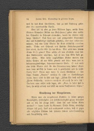 Ernährung der Neugebornen.