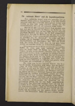 Die "nationale Arbeit" und die Jugendorganisation