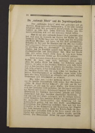 Die "nationale Arbeit" und die Jugendorganisation