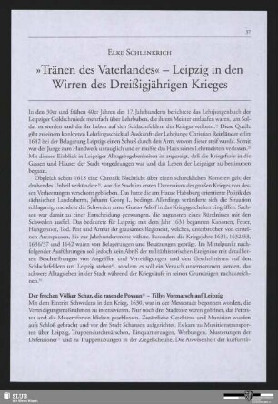 "Tränen des Vaterlandes" - Leipzig in den Wirren des Dreißigjährigen Krieges