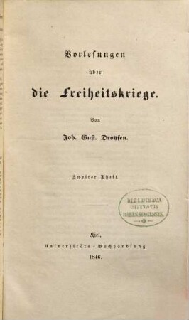 Vorlesungen über die Freiheitskriege, 2