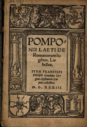 Pomponii Laeti De Romanorum legibus, Libellus