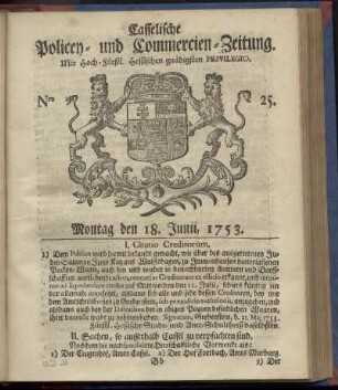 Nro. 25, Montag den 18. Junii 1753