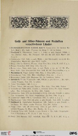 Gold- und Silber-Münzen und Medaillen verschiedener Länder (Nr. 1-999)