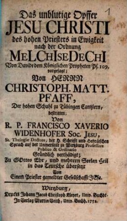 Das unblutige Opfer Jesu Christi