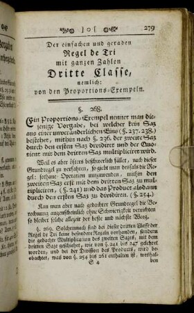 Der einfachen und geraden Regel de Tri mit ganzen Zahlen Dritte Classe, nemlich: von den Proportions-Exempeln.