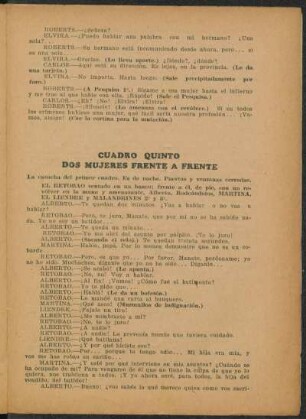 Cuadro quinto - Dos mujeres frente a frente