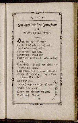 Zur allerseligsten Jungfrau und Mutter Gottes Maria