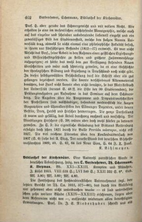 462-464 [Rezension] Bibliothek der Kirchenväter; Band XXI - XXIII