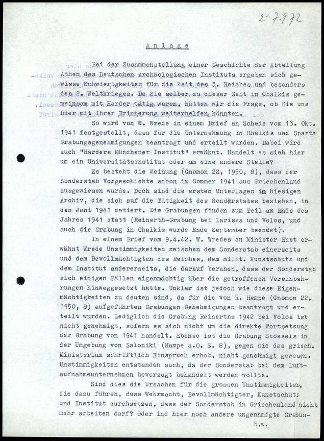 Anlage | Digitalisierung: Deutsches Archäologisches Institut, Athen, Archiv