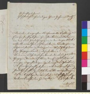 Brief von Bode, Karoline von an Goethe, Johann Wolfgang von