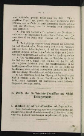 II. Bericht über die Veterinär-Commission und Königl. Thierarzneischule