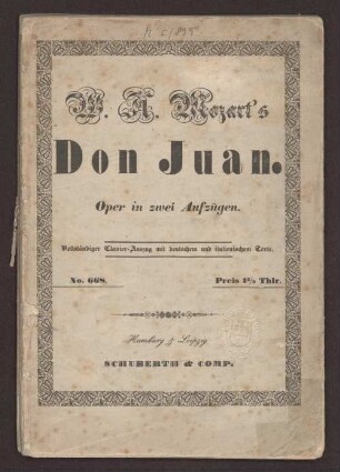 W. A. Mozart's Don Juan : Oper in zwei Aufzügen