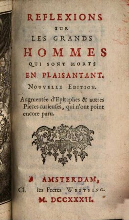 Reflexions Sur Les Grands Hommes, Qui Sont Morts En Plaisantant