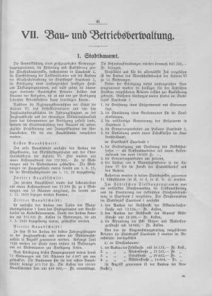 VII. Bau- und Betriebsverwaltung