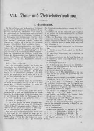 VII. Bau- und Betriebsverwaltung