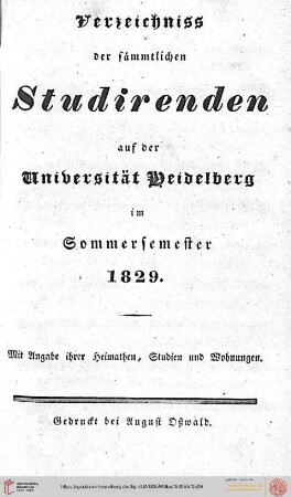 Sommersemester 1829