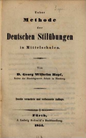 Ueber Methode der deutschen Stilübungen in Mittelschulen