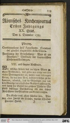Roemisches Kirchenjournal ersten Jahrgangs