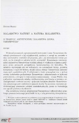 10: Malarstwo natury a natura malarstwa : o tradycji artystycznej malarstwa Leona Tarasewicza